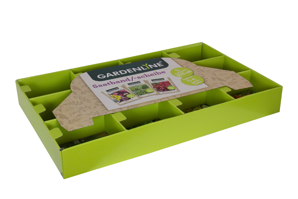 Display Verpackung Graspapier Graswellpappe poi pos Samentüten Etiketten