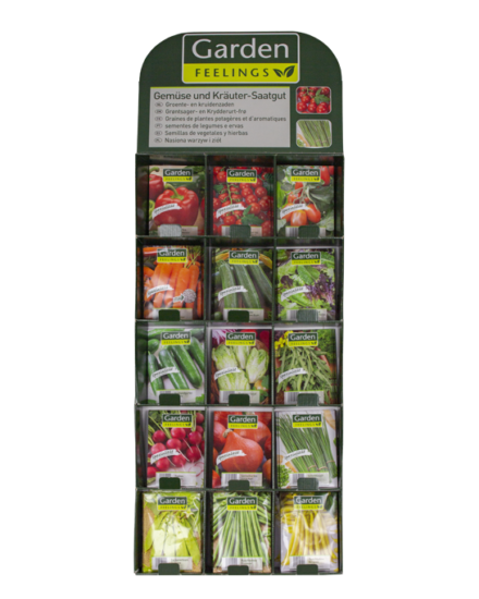 Display Graspapier Wellpappe Karton Verpackung Graswellpappe Schachtel Nachhaltigkeit Grüne Branche umweltschonend Samentüten Saatband Saatscheibe Saatteppich Samentütendisplay Wellpappedisplay Graswellpappedisplay Etiketten Display, Tray, Fächer, Samentüten, Präsentation, POS, Wellpappe